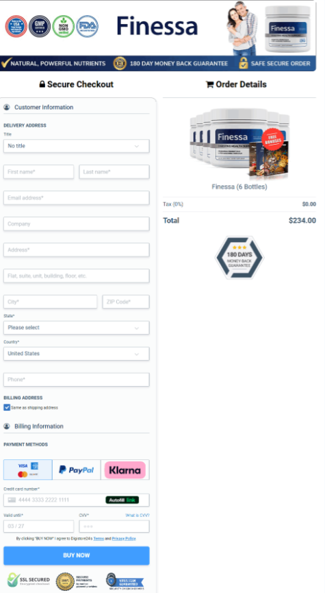 Finessa Secure Payment Checkout Preview